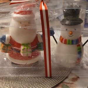 Christmas Candles Santa Claus & SnowMan Brand New In Ooened Plastic Container